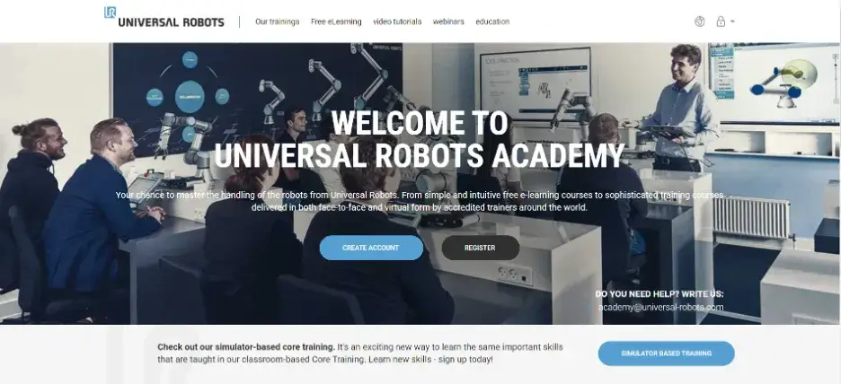 Universal Robots Academy website