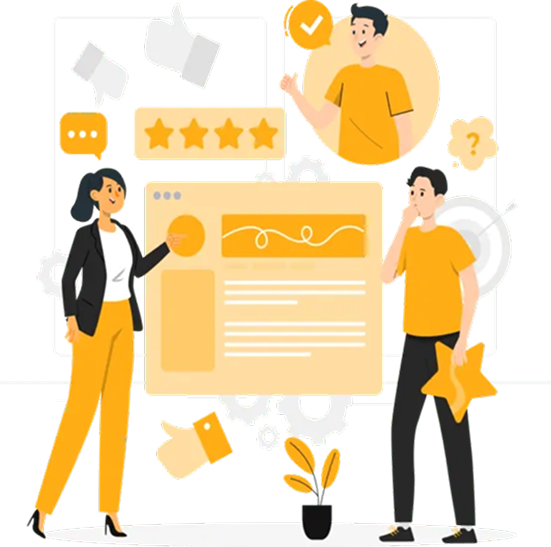 Customer reviews illustration with stars